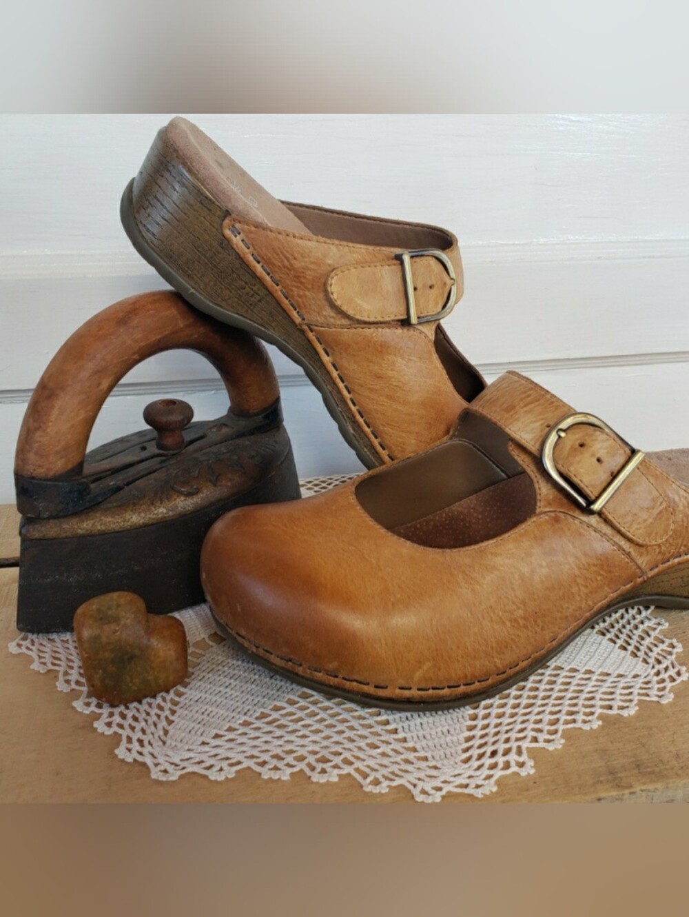 Dansko Honey Clogs Martina MaryJane Burnished Strap Buckle Slides Boho Prairie ♡